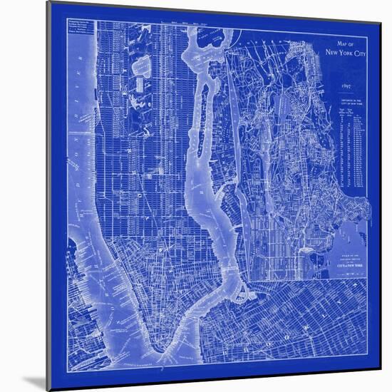 NYC Blueprint-Adam Shaw-Mounted Art Print