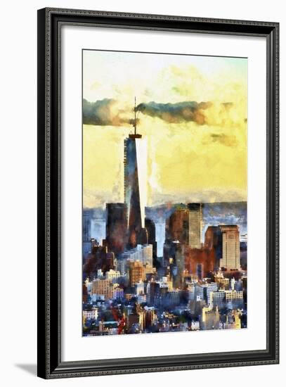 NYC Fiery Sunset-Philippe Hugonnard-Framed Giclee Print