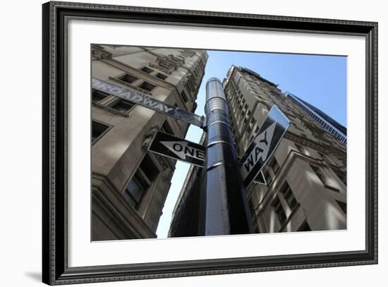 NYC Lower Broadway Looking Up-Robert Goldwitz-Framed Photographic Print