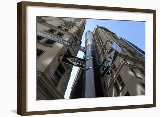 NYC Lower Broadway Looking Up-Robert Goldwitz-Framed Photographic Print