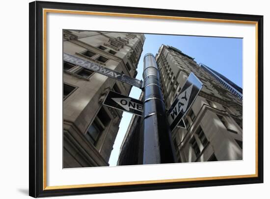 NYC Lower Broadway Looking Up-Robert Goldwitz-Framed Photographic Print