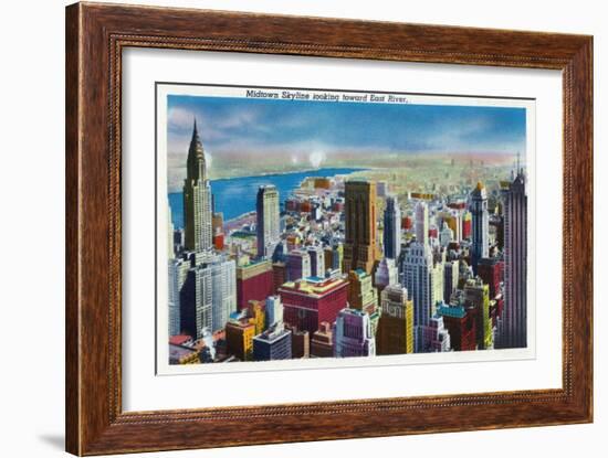 NYC, New York - Midtown Skyline View towards East River-Lantern Press-Framed Art Print