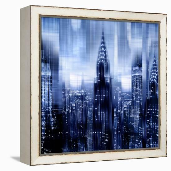 NYC - Reflections in Blue I-Kate Carrigan-Framed Stretched Canvas