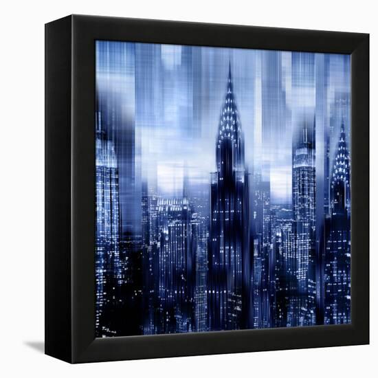 NYC - Reflections in Blue I-Kate Carrigan-Framed Stretched Canvas