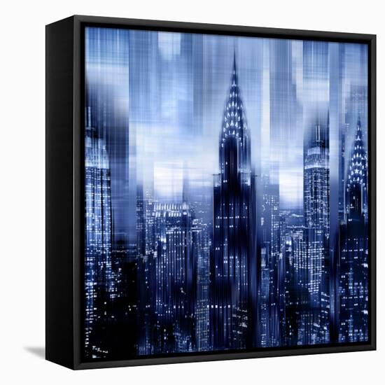 NYC - Reflections in Blue I-Kate Carrigan-Framed Stretched Canvas