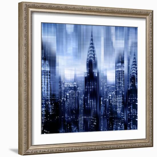 NYC - Reflections in Blue I-Kate Carrigan-Framed Art Print