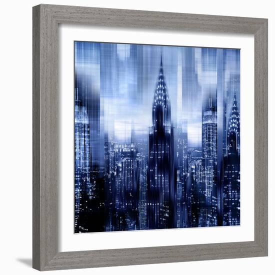 NYC - Reflections in Blue I-Kate Carrigan-Framed Art Print