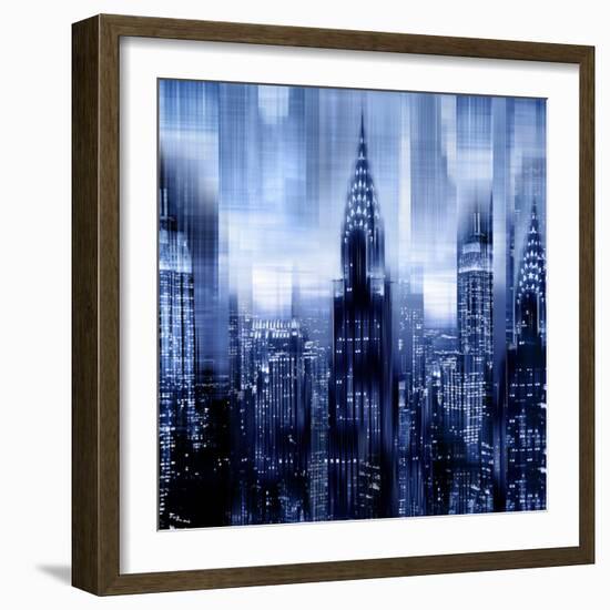 NYC - Reflections in Blue I-Kate Carrigan-Framed Art Print