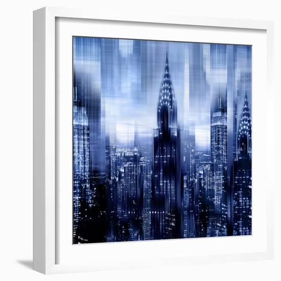 NYC - Reflections in Blue I-Kate Carrigan-Framed Art Print