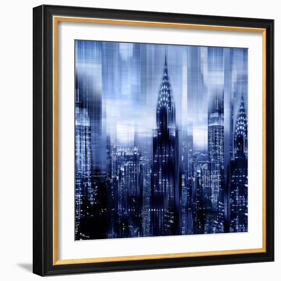 NYC - Reflections in Blue I-Kate Carrigan-Framed Art Print