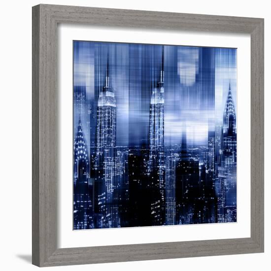 NYC - Reflections in Blue II-Kate Carrigan-Framed Art Print