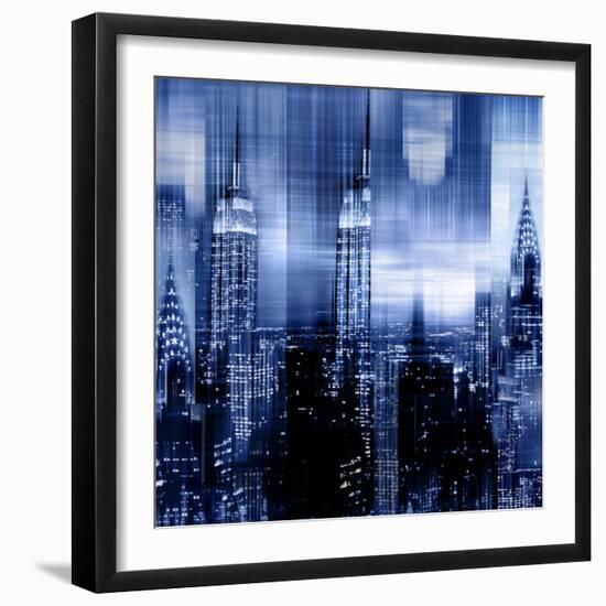 NYC - Reflections in Blue II-Kate Carrigan-Framed Art Print