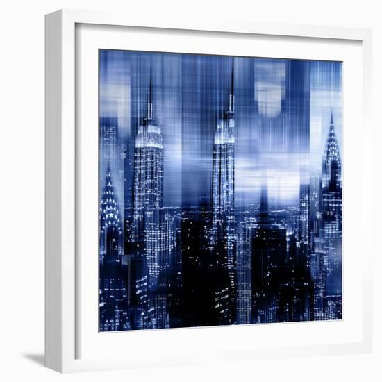 NYC - Reflections in Blue II-Kate Carrigan-Framed Art Print