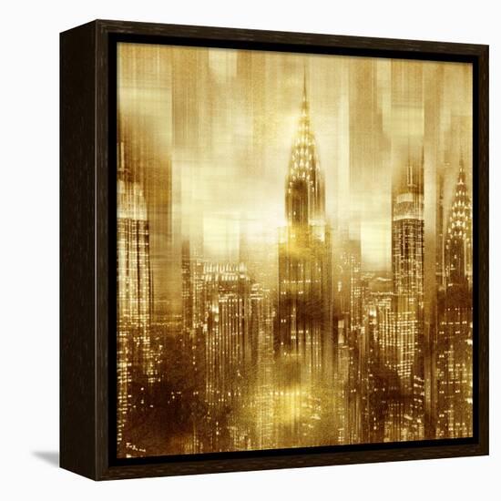 NYC - Reflections in Gold I-Kate Carrigan-Framed Stretched Canvas