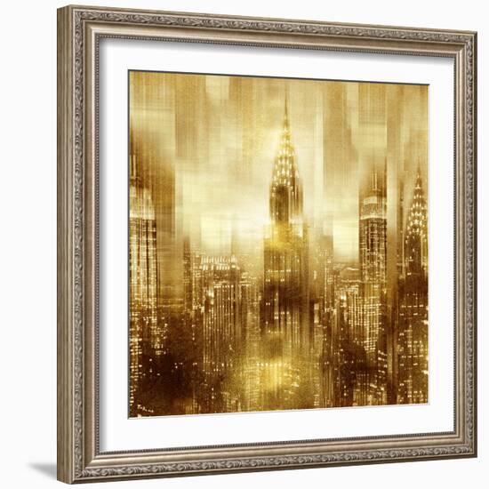 NYC - Reflections in Gold I-Kate Carrigan-Framed Art Print