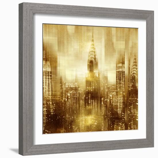 NYC - Reflections in Gold I-Kate Carrigan-Framed Art Print