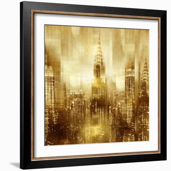 NYC - Reflections in Gold I-Kate Carrigan-Framed Art Print