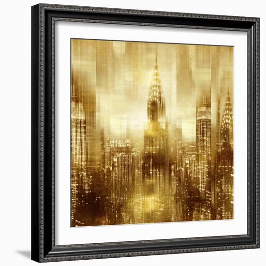 NYC - Reflections in Gold I-Kate Carrigan-Framed Art Print