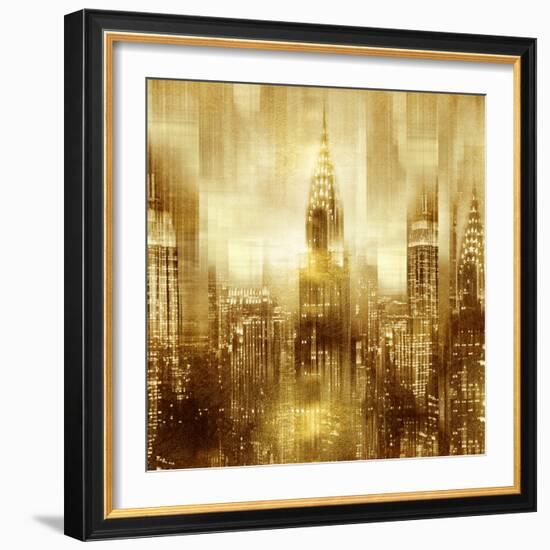 NYC - Reflections in Gold I-Kate Carrigan-Framed Art Print