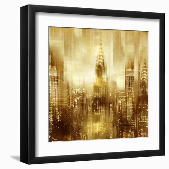 NYC - Reflections in Gold I-Kate Carrigan-Framed Art Print