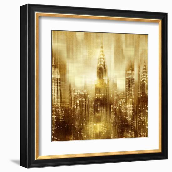 NYC - Reflections in Gold I-Kate Carrigan-Framed Art Print