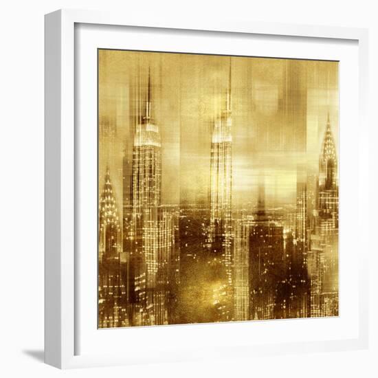 NYC - Reflections in Gold II-Kate Carrigan-Framed Art Print