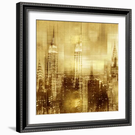 NYC - Reflections in Gold II-Kate Carrigan-Framed Art Print