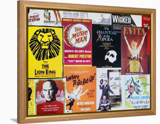 NYC Street Art - Patchwork of Old Posters of Broadway Musicals - Times Square - Manhattan-Philippe Hugonnard-Framed Premier Image Canvas