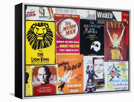 NYC Street Art - Patchwork of Old Posters of Broadway Musicals - Times Square - Manhattan-Philippe Hugonnard-Framed Premier Image Canvas