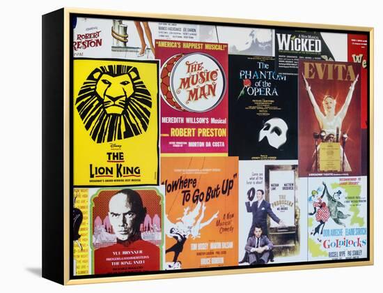 NYC Street Art - Patchwork of Old Posters of Broadway Musicals - Times Square - Manhattan-Philippe Hugonnard-Framed Premier Image Canvas