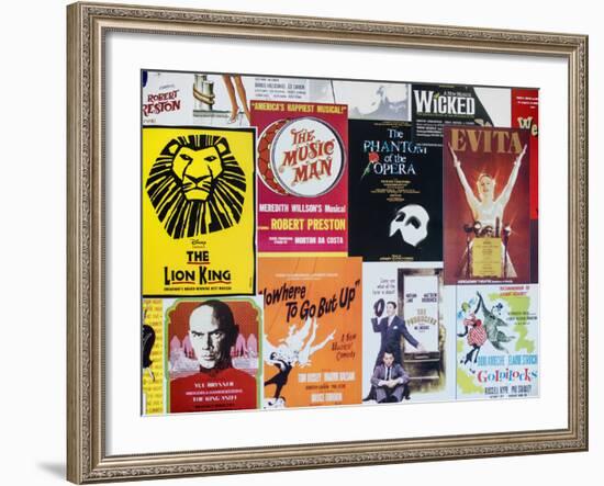 NYC Street Art - Patchwork of Old Posters of Broadway Musicals - Times Square - Manhattan-Philippe Hugonnard-Framed Photographic Print