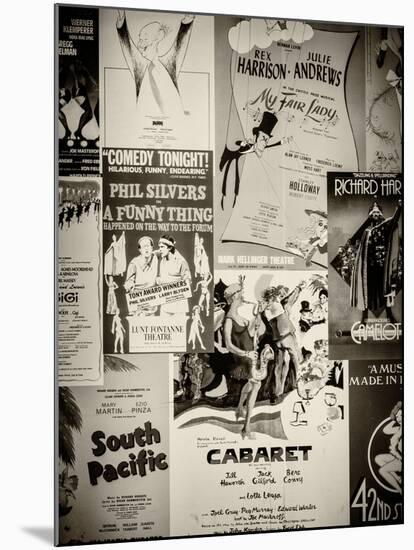 NYC Street Art - Patchwork of Old Posters of Broadway Musicals - Times Square - Manhattan-Philippe Hugonnard-Mounted Photographic Print