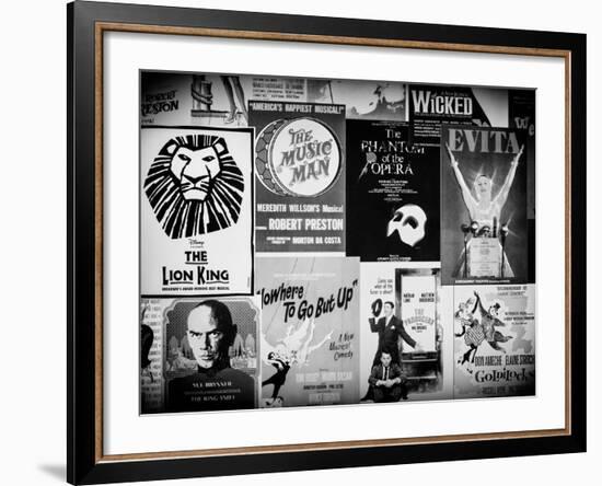 NYC Street Art - Patchwork of Old Posters of Broadway Musicals - Times Square - Manhattan-Philippe Hugonnard-Framed Photographic Print