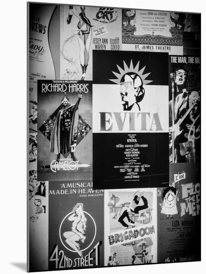 NYC Street Art - Patchwork of Old Posters of Broadway Musicals - Times Square - Manhattan-Philippe Hugonnard-Mounted Photographic Print