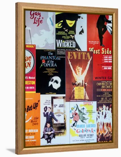 NYC Street Art - Patchwork of Old Posters of Broadway Musicals - Times Square - Manhattan-Philippe Hugonnard-Framed Premier Image Canvas