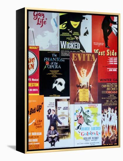 NYC Street Art - Patchwork of Old Posters of Broadway Musicals - Times Square - Manhattan-Philippe Hugonnard-Framed Premier Image Canvas