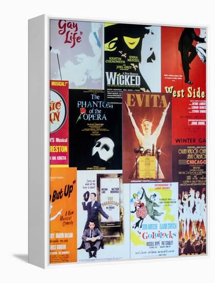 NYC Street Art - Patchwork of Old Posters of Broadway Musicals - Times Square - Manhattan-Philippe Hugonnard-Framed Premier Image Canvas