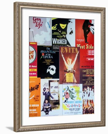 NYC Street Art - Patchwork of Old Posters of Broadway Musicals - Times Square - Manhattan-Philippe Hugonnard-Framed Premium Photographic Print