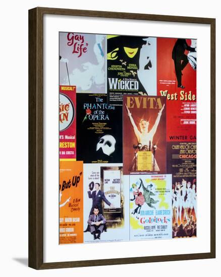 NYC Street Art - Patchwork of Old Posters of Broadway Musicals - Times Square - Manhattan-Philippe Hugonnard-Framed Premium Photographic Print