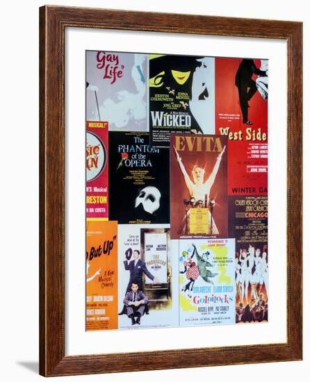 NYC Street Art - Patchwork of Old Posters of Broadway Musicals - Times Square - Manhattan-Philippe Hugonnard-Framed Premium Photographic Print