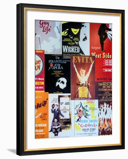 NYC Street Art - Patchwork of Old Posters of Broadway Musicals - Times Square - Manhattan-Philippe Hugonnard-Framed Photographic Print