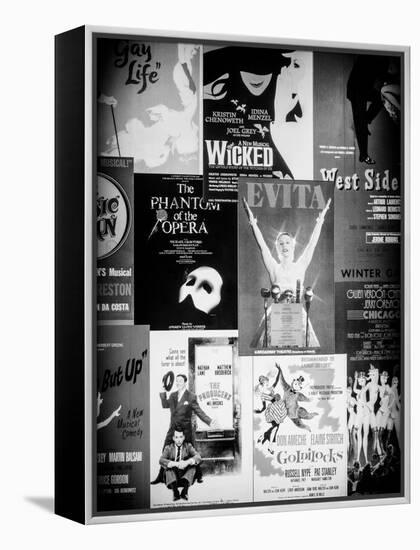 NYC Street Art - Patchwork of Old Posters of Broadway Musicals - Times Square - Manhattan-Philippe Hugonnard-Framed Premier Image Canvas