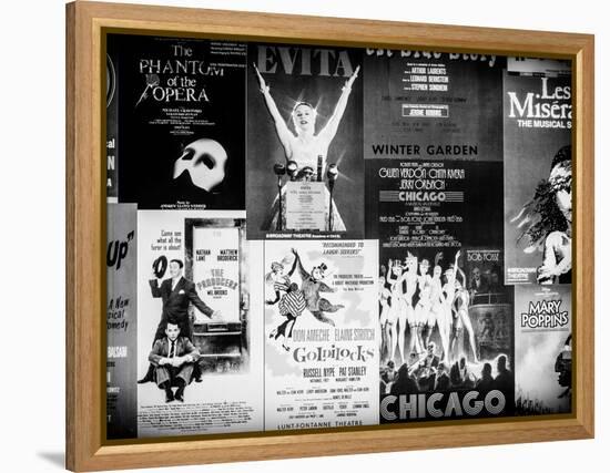 NYC Street Art - Patchwork of Old Posters of Broadway Musicals - Times Square - Manhattan-Philippe Hugonnard-Framed Premier Image Canvas