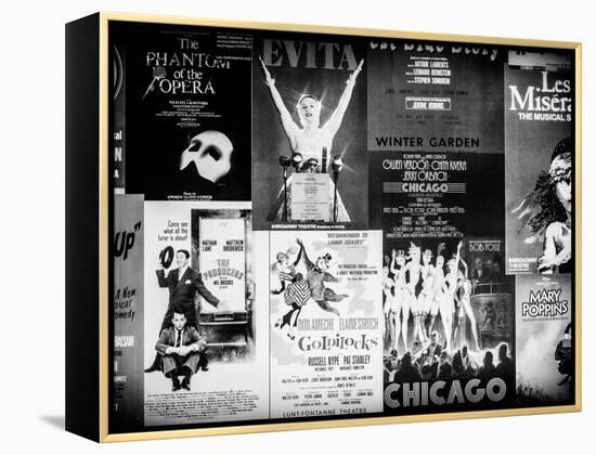 NYC Street Art - Patchwork of Old Posters of Broadway Musicals - Times Square - Manhattan-Philippe Hugonnard-Framed Premier Image Canvas