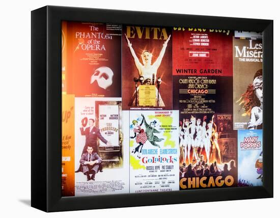 NYC Street Art - Patchwork of Old Posters of Broadway Musicals - Times Square - Manhattan-Philippe Hugonnard-Framed Premier Image Canvas