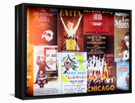 NYC Street Art - Patchwork of Old Posters of Broadway Musicals - Times Square - Manhattan-Philippe Hugonnard-Framed Premier Image Canvas