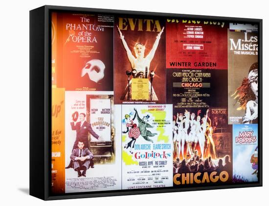 NYC Street Art - Patchwork of Old Posters of Broadway Musicals - Times Square - Manhattan-Philippe Hugonnard-Framed Premier Image Canvas