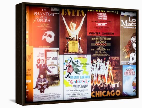 NYC Street Art - Patchwork of Old Posters of Broadway Musicals - Times Square - Manhattan-Philippe Hugonnard-Framed Premier Image Canvas