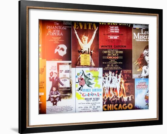 NYC Street Art - Patchwork of Old Posters of Broadway Musicals - Times Square - Manhattan-Philippe Hugonnard-Framed Photographic Print