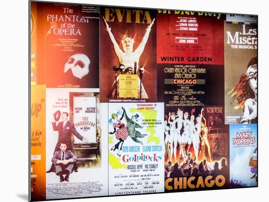 NYC Street Art - Patchwork of Old Posters of Broadway Musicals - Times Square - Manhattan-Philippe Hugonnard-Mounted Photographic Print